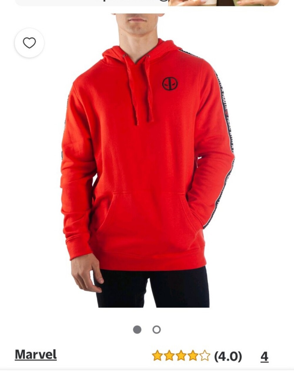 marvel deadpool merc with a mouth red hoodie mens 2xl